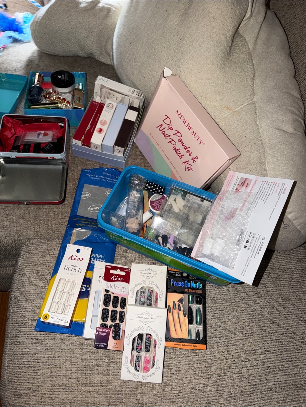 Very large nail and beauty bundle, gel, press ons, tips, glue, tabs, kits